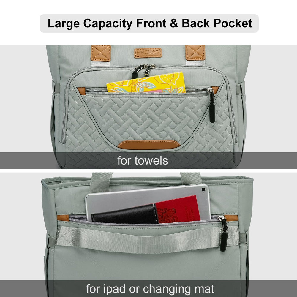 FHELAD diaper bag tote morandi grey color suits modern parents
