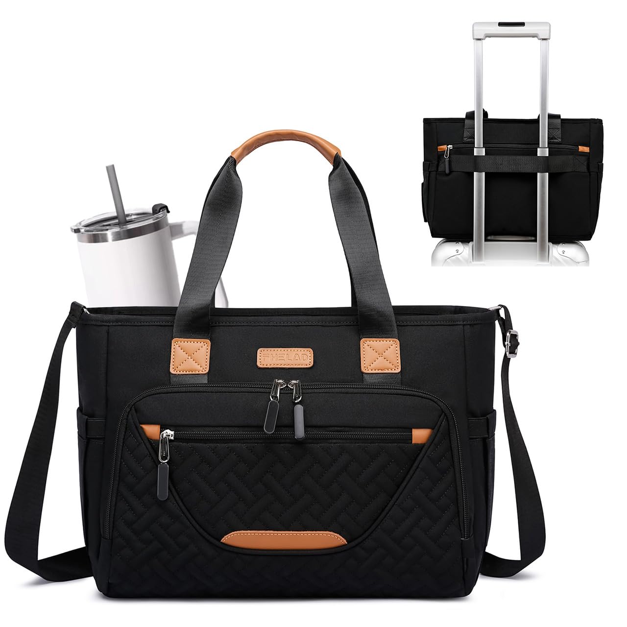 FHELAD Diaper Tote Bag laptop compartment for on-the-go work travel