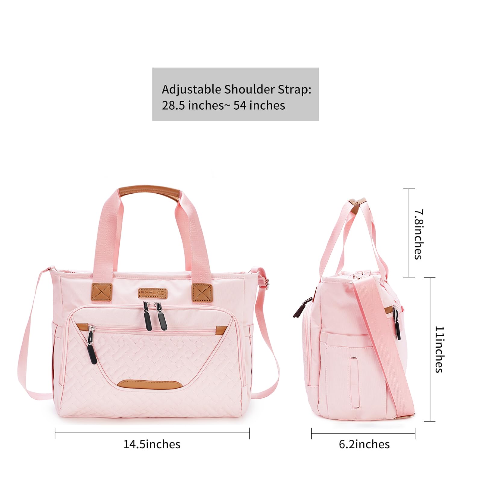 FHELAD diaper tote bag convertible to shoulder or crossbody for easy access.