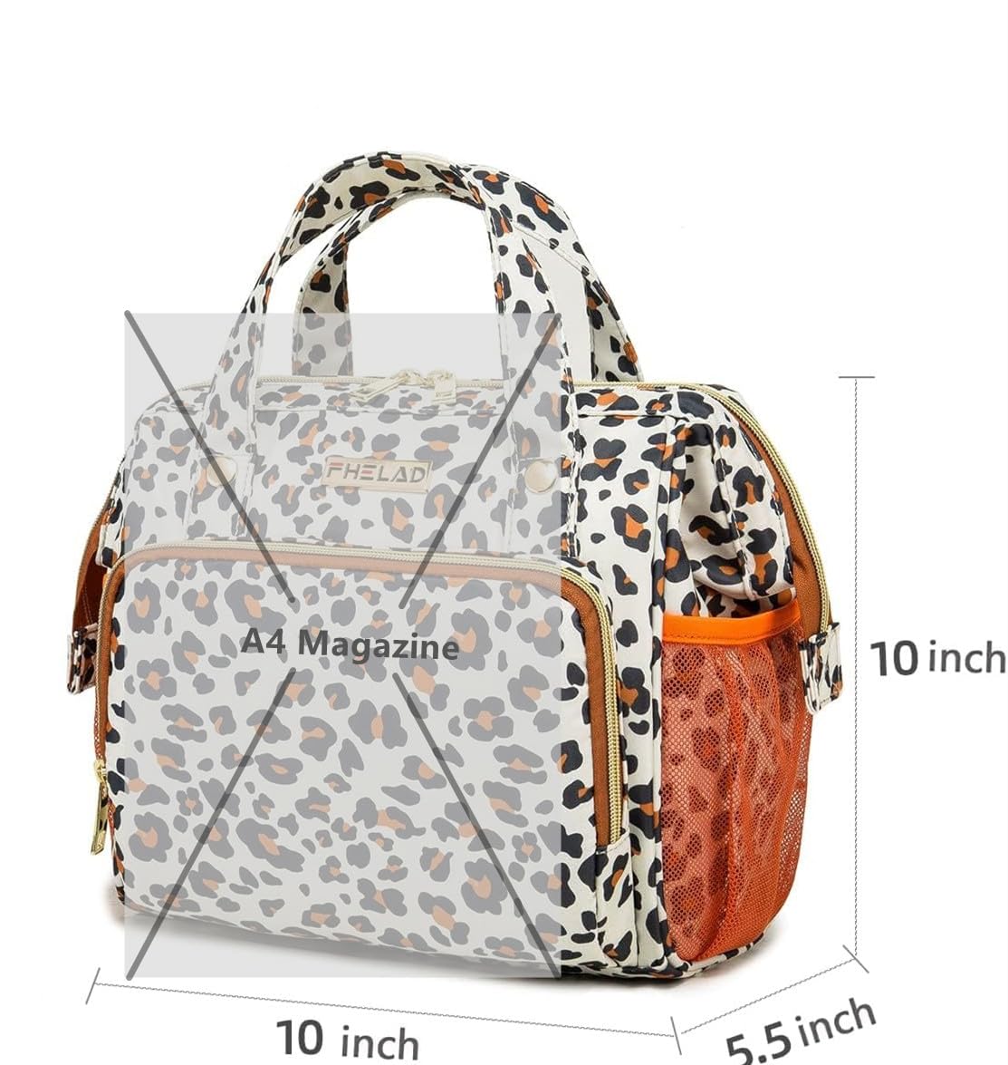 FHELAD leopard diaper backpack convertible straps enable easy tote-to-backpack transitions.