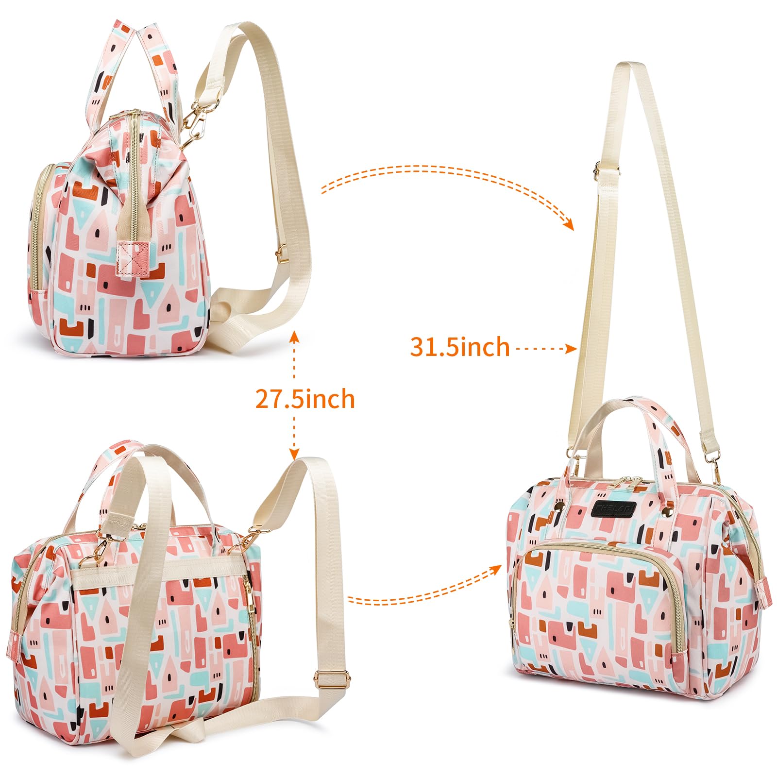 FHELAD Pink Small Diaper Bag Backpack adaptable for shopping parks or short trips.