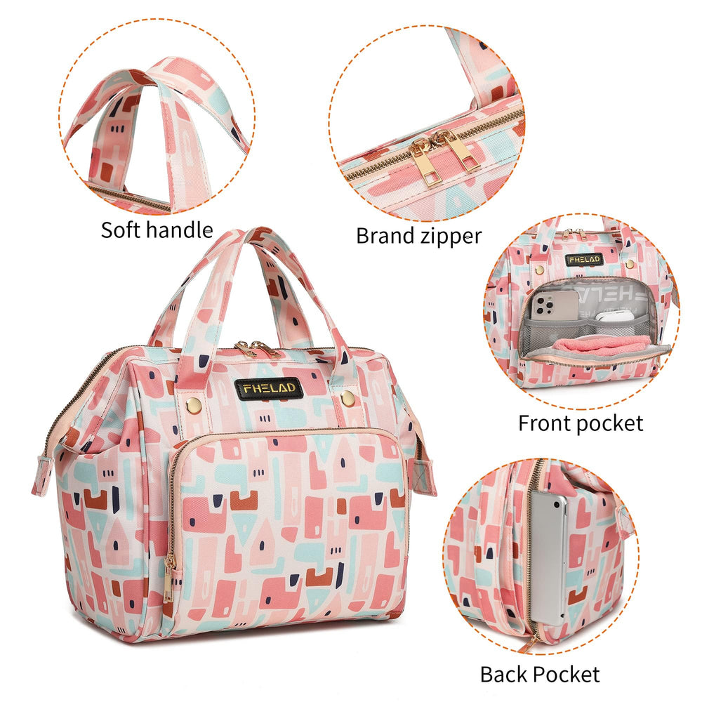 FHELAD Pink Small Diaper Bag Backpack waterproof fabric helps keep contents dry during rain.