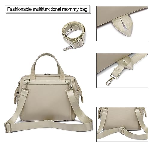 FHELAD small diaper bag apricot color complements moms outfits.
