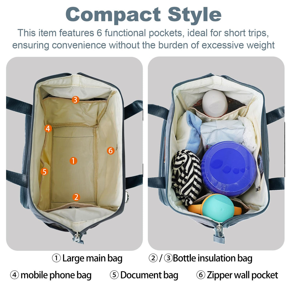 FHELAD small diaper bag back-pocket and front-pockets organize essentials on trips.