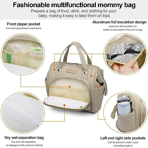 FHELAD small diaper bag backpack front pockets keep baby essentials organized.