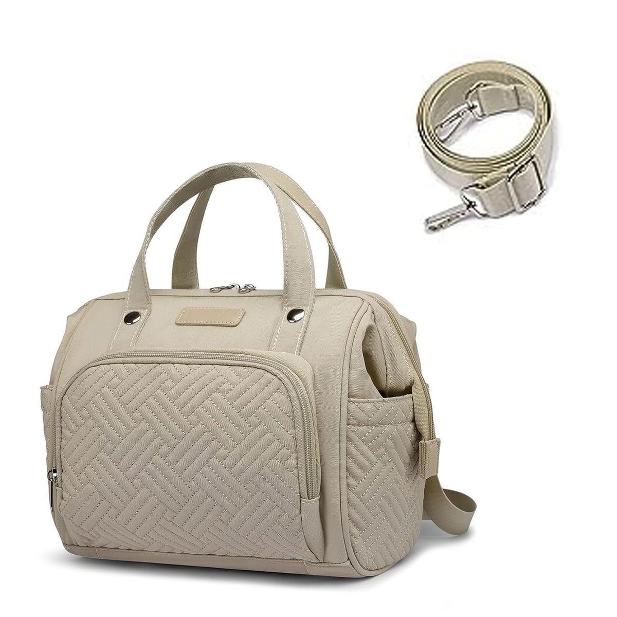 FHELAD small diaper bag backpack side bottle pocket for on-the-go feeding.