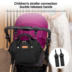 FHELAD Small Diaper Bag shows side bottle pocket for quick access during outings