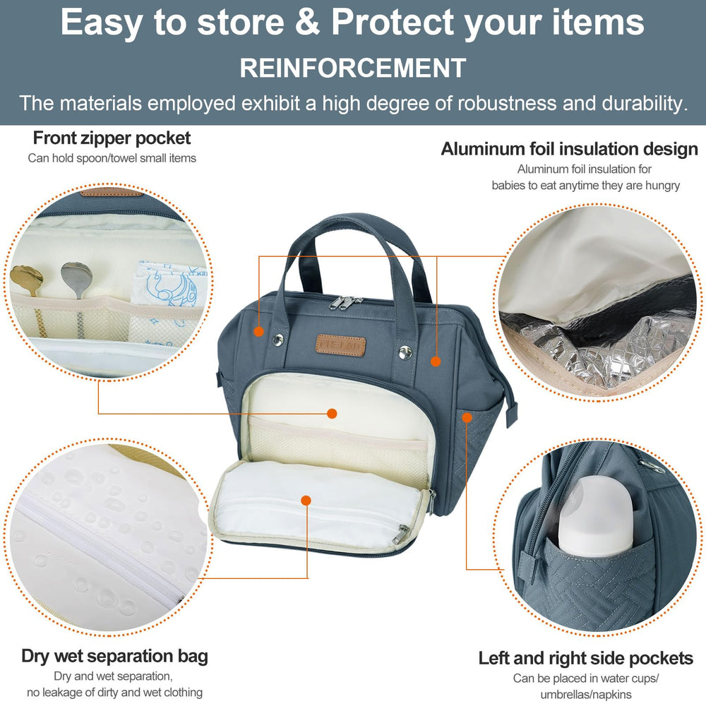 FHELAD small diaper bag tote convertible strap offers versatile wear options.