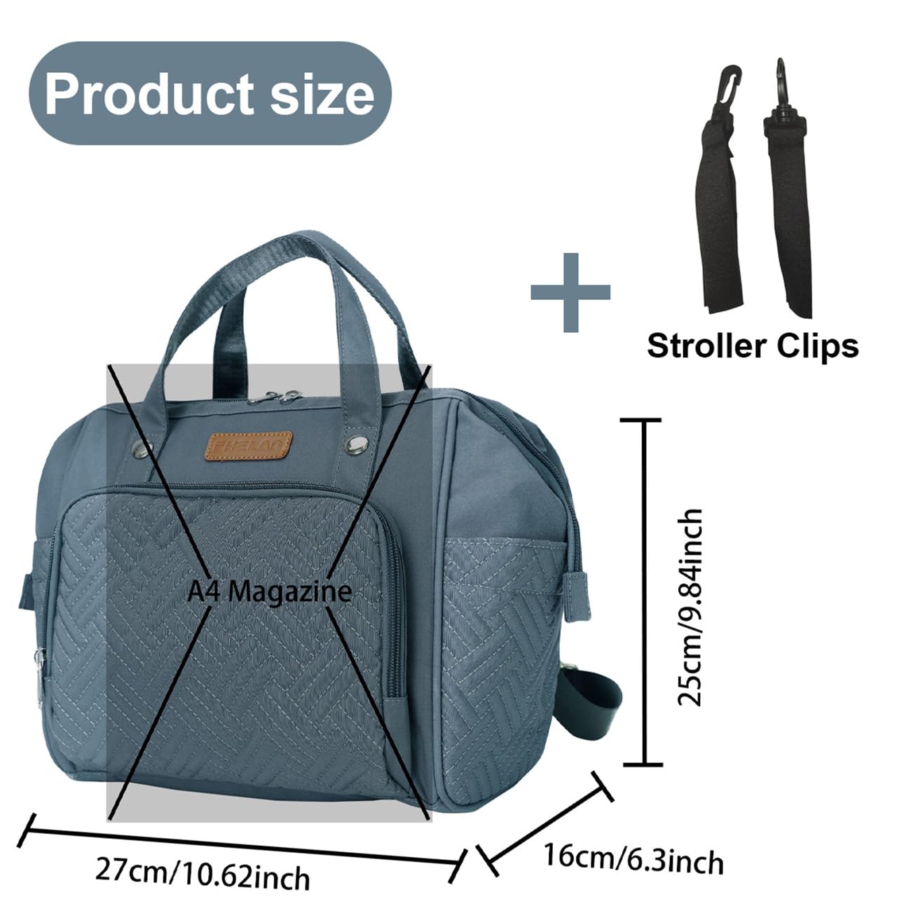 FHELAD small diaper bag waterproof fabric endures rain and errands.