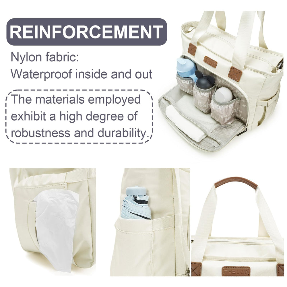 FHELAD Tote Diaper Bag with laptop compartment for on-the-go work.