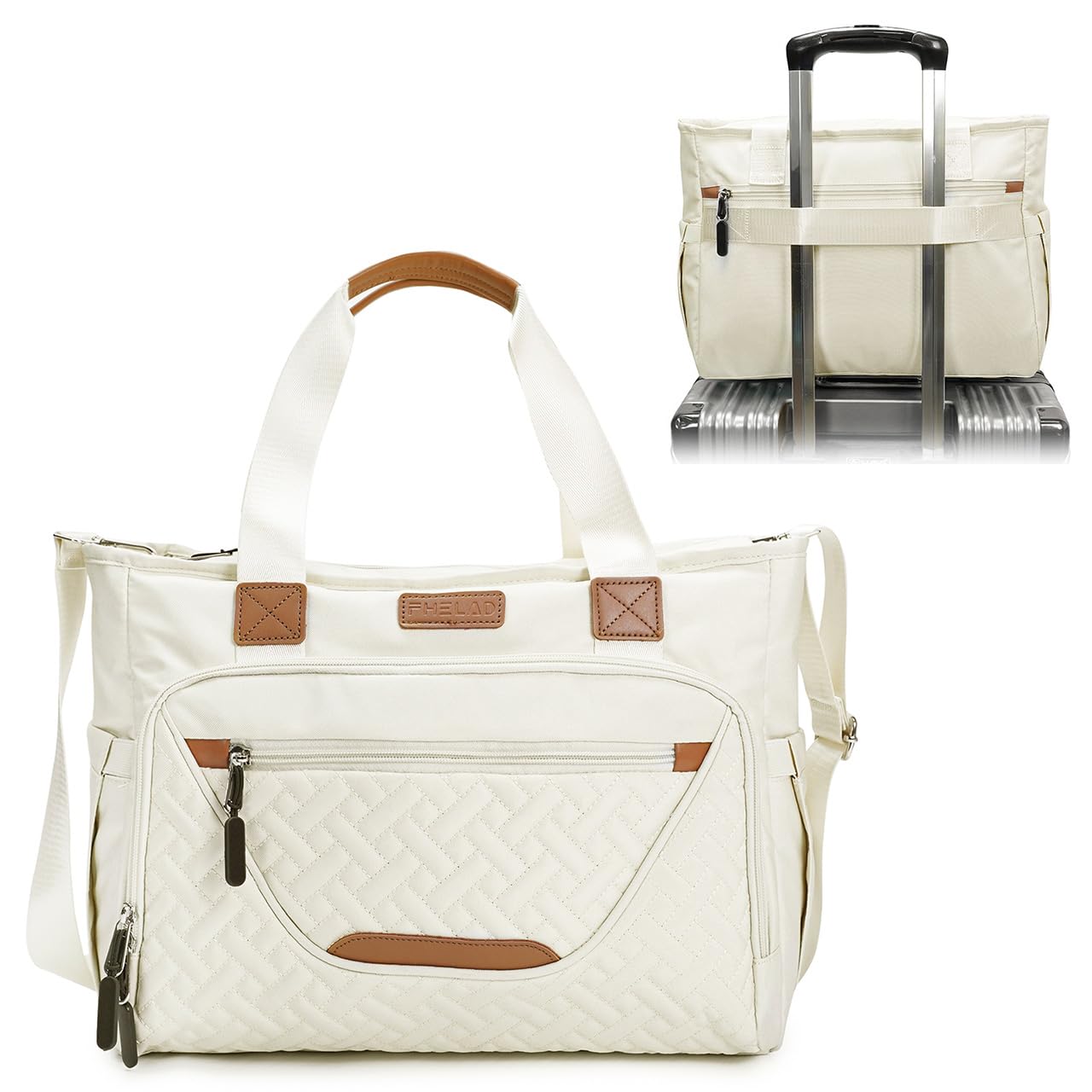 FHELAD Tote Diaper Bag quilted material for premium daily use.