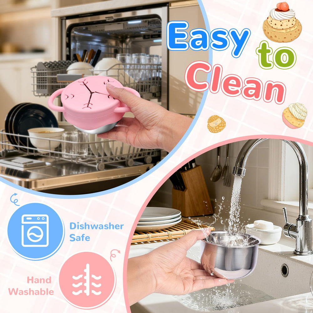FHskFH durable food-grade stainless steel with BPA-free silicone for long-lasting baby snack cups.