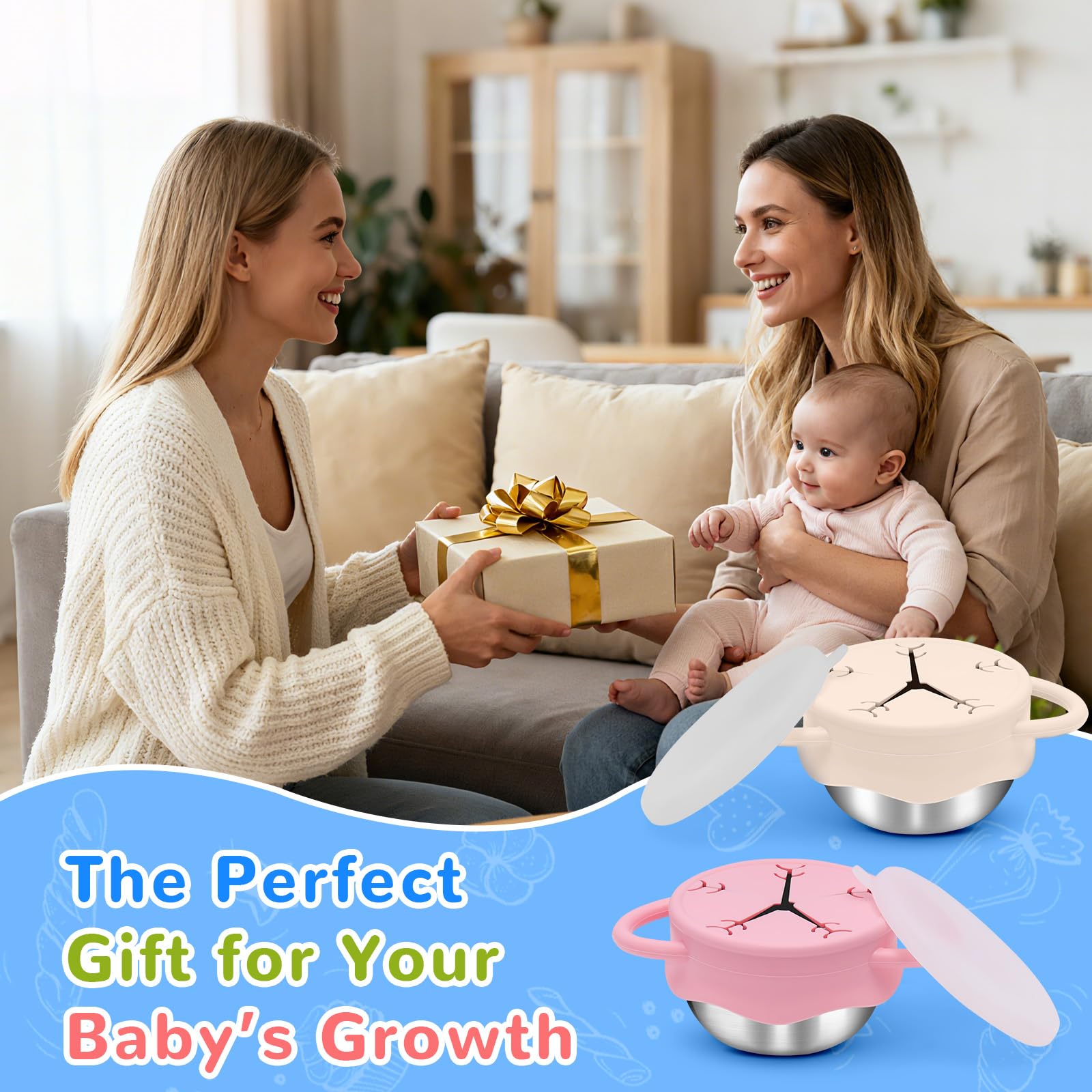 FHskFH gift-ready toddler snack cups 2-pack ideal for baby showers and birthdays.