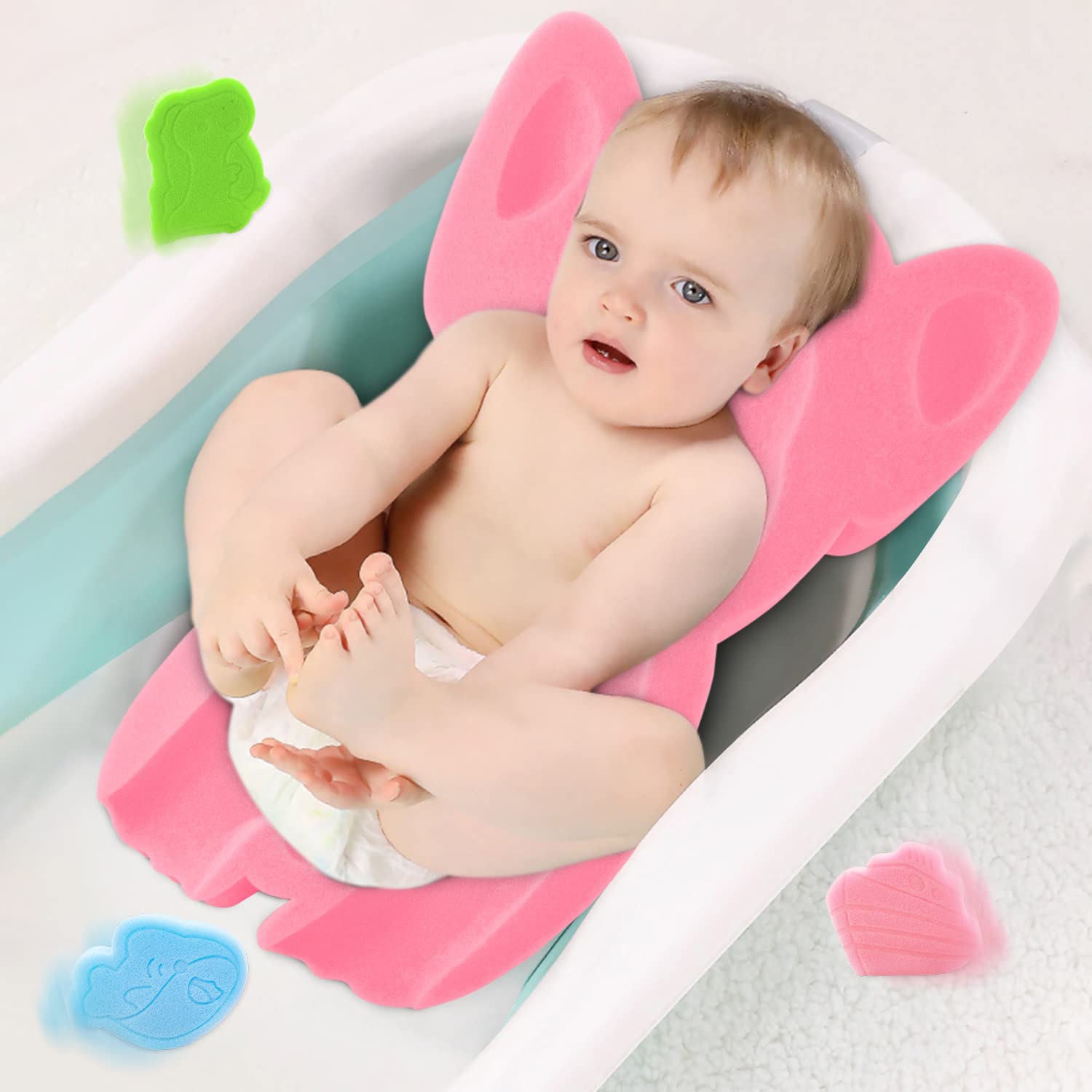 FIABC Soft Sponge Elephant Pink is machine washable for quick cleaning