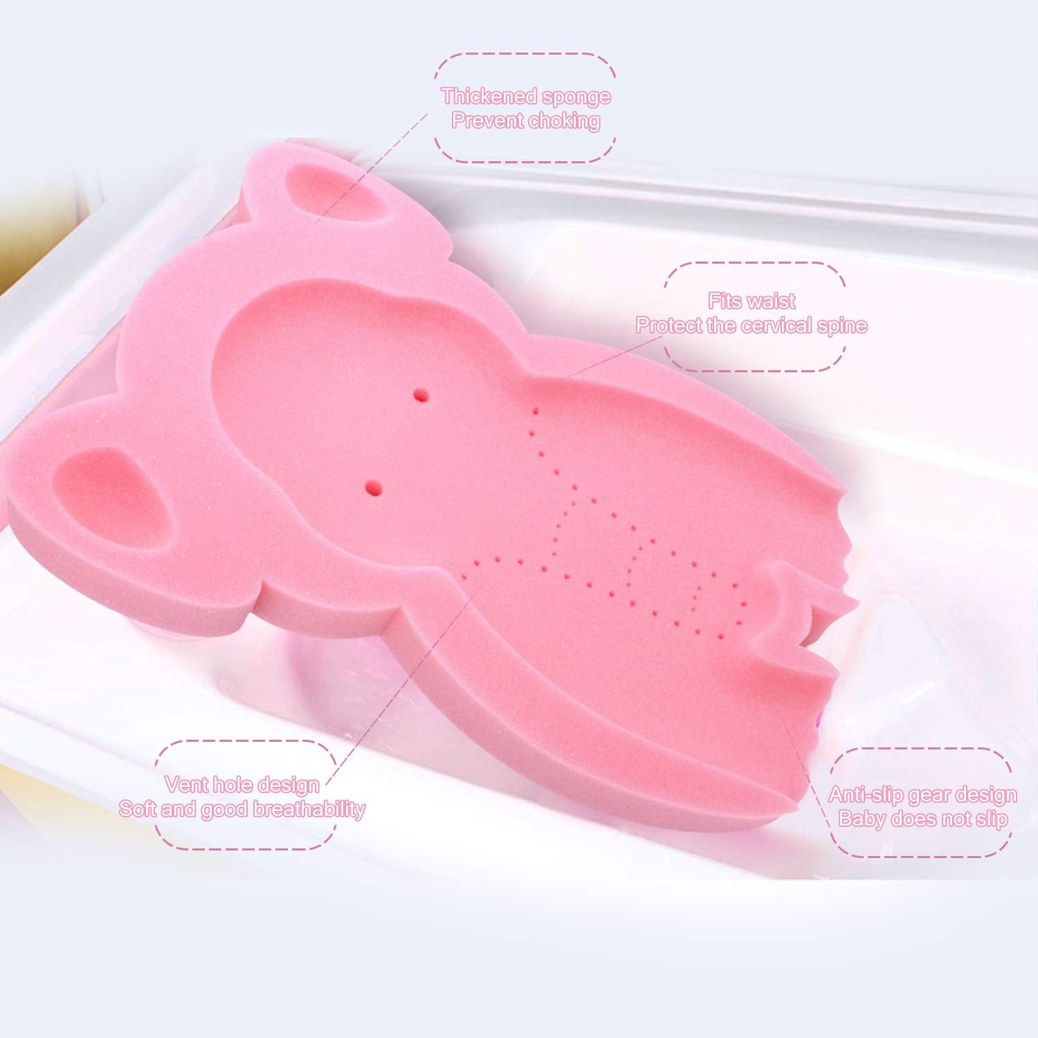 FIABC Pink elephant mat makes bath time playful and calming