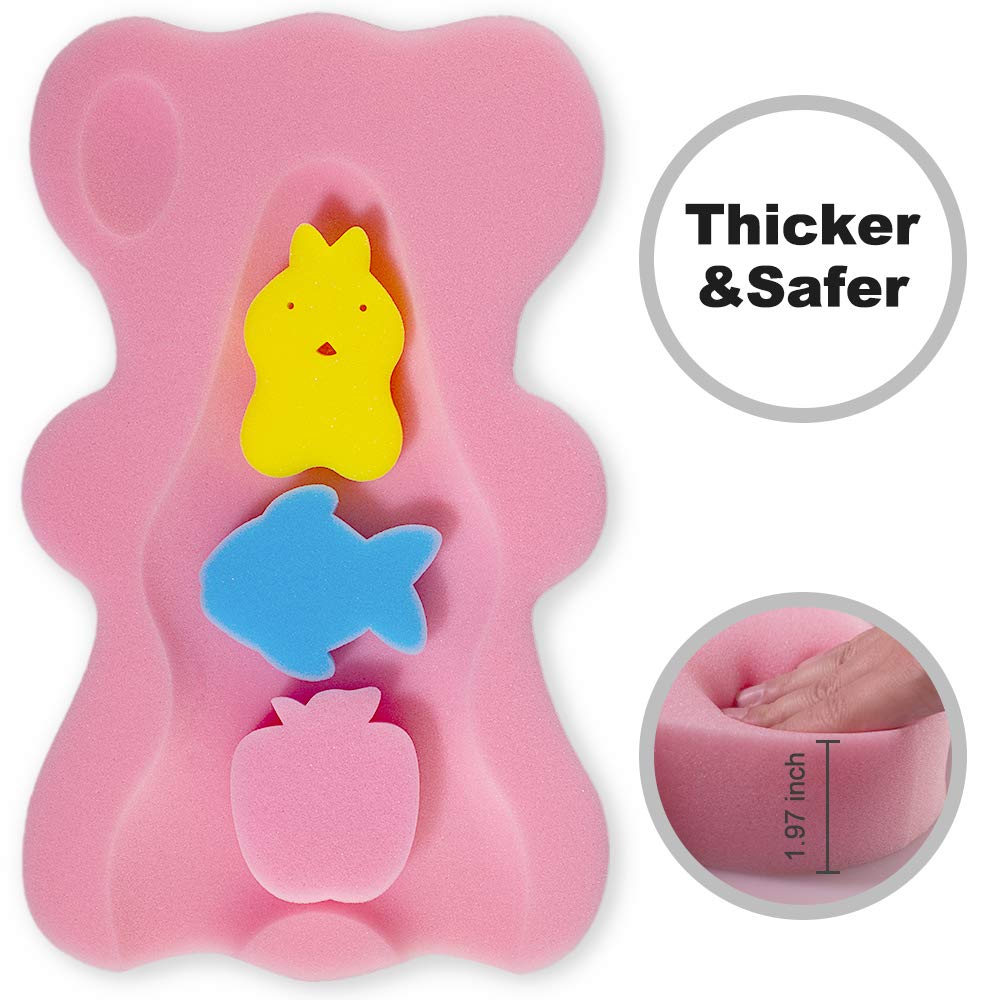 FIABC Soft Infant Bath Sponge Pink keeps baby comfortable on flat surfaces