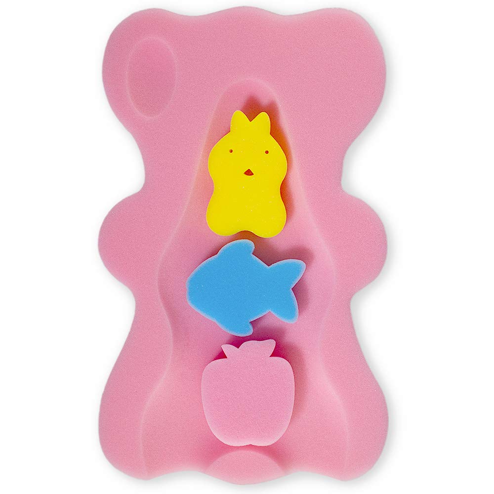 FIABC Soft Infant Bath Sponge Pink with thicker design for extra bath-time comfort
