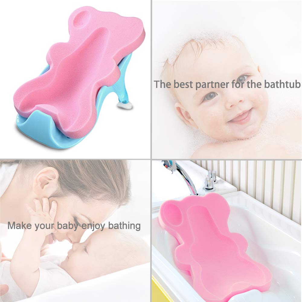 FIABC Soft Infant Bath Sponge Pink is washable and holds baby securely in tub