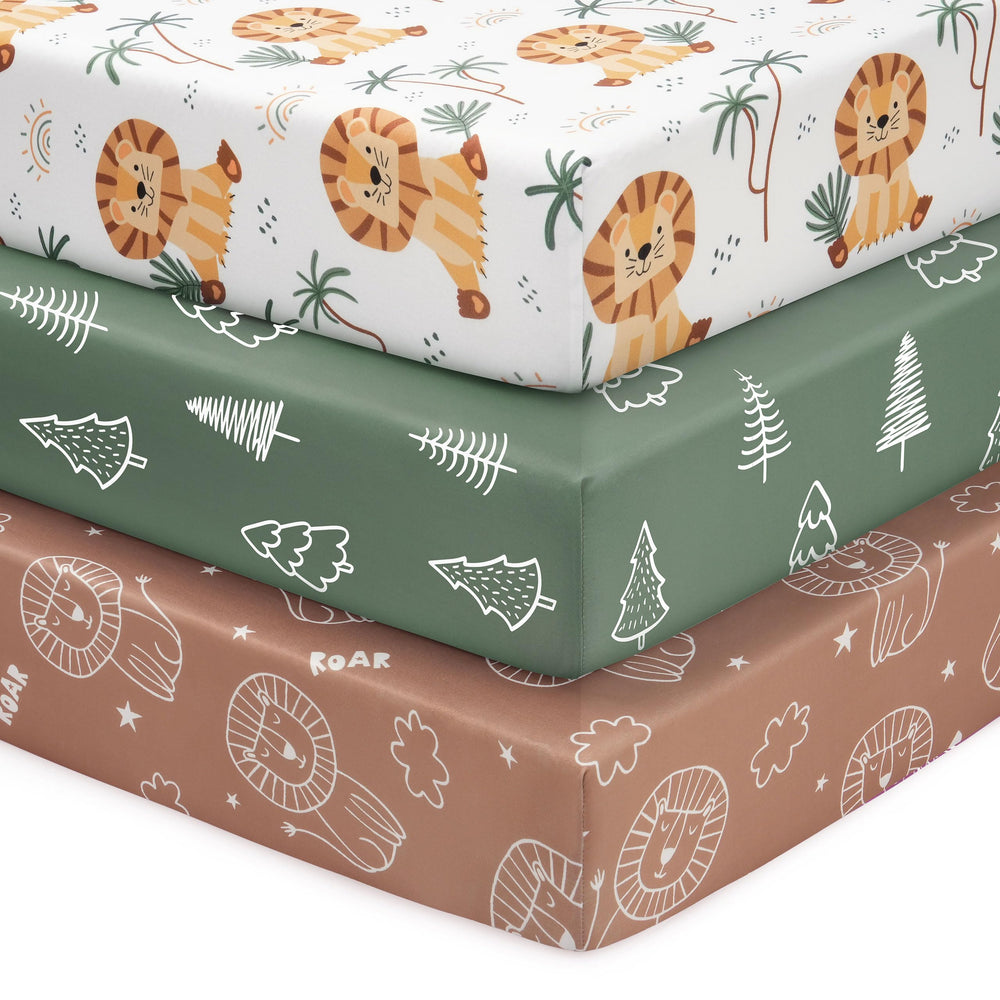 FIEMOL baby crib sheets 3-pack—ultra-soft microfiber for delicate skin.
