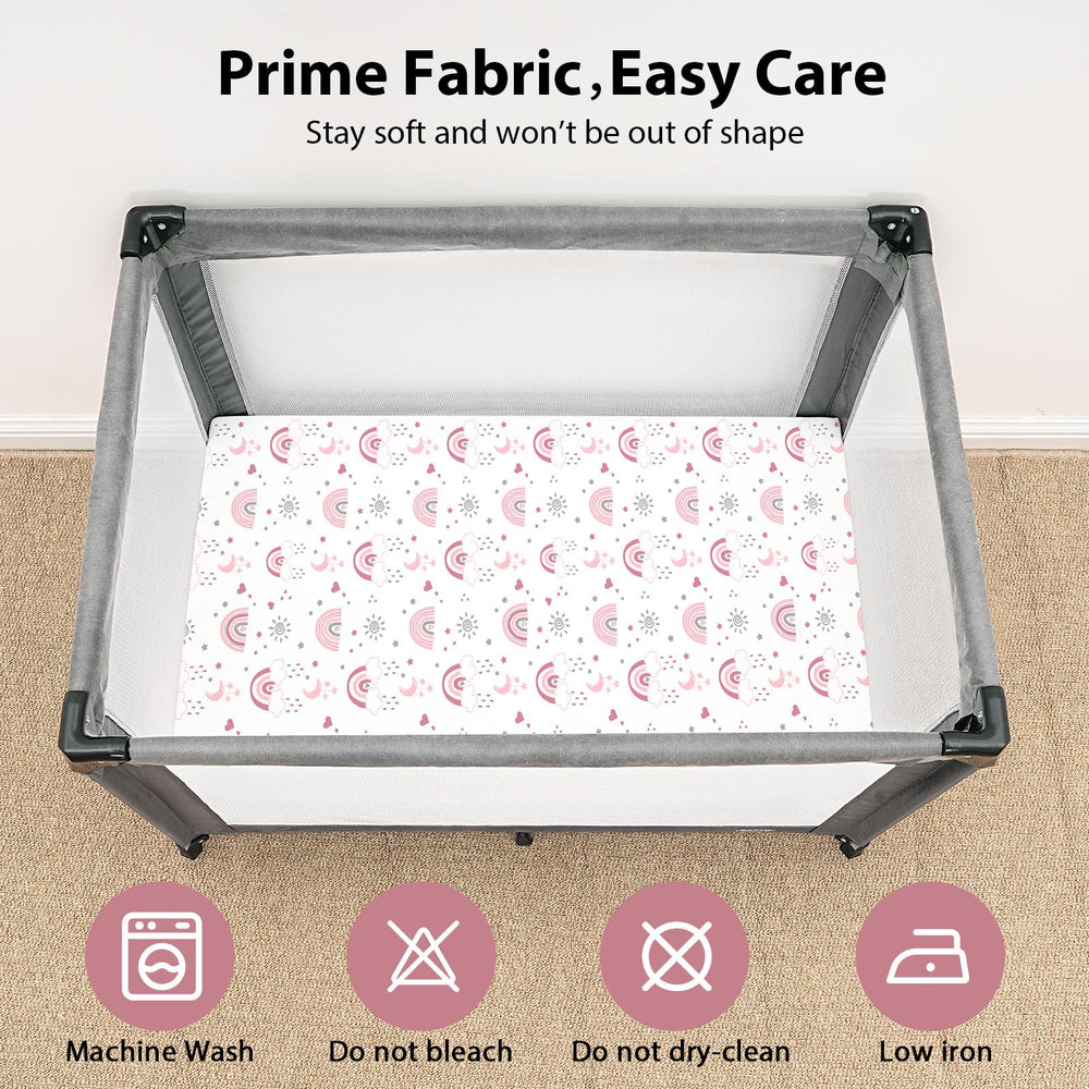 FIEMOL Baby Mini Crib Sheets 38x26 size on a playard