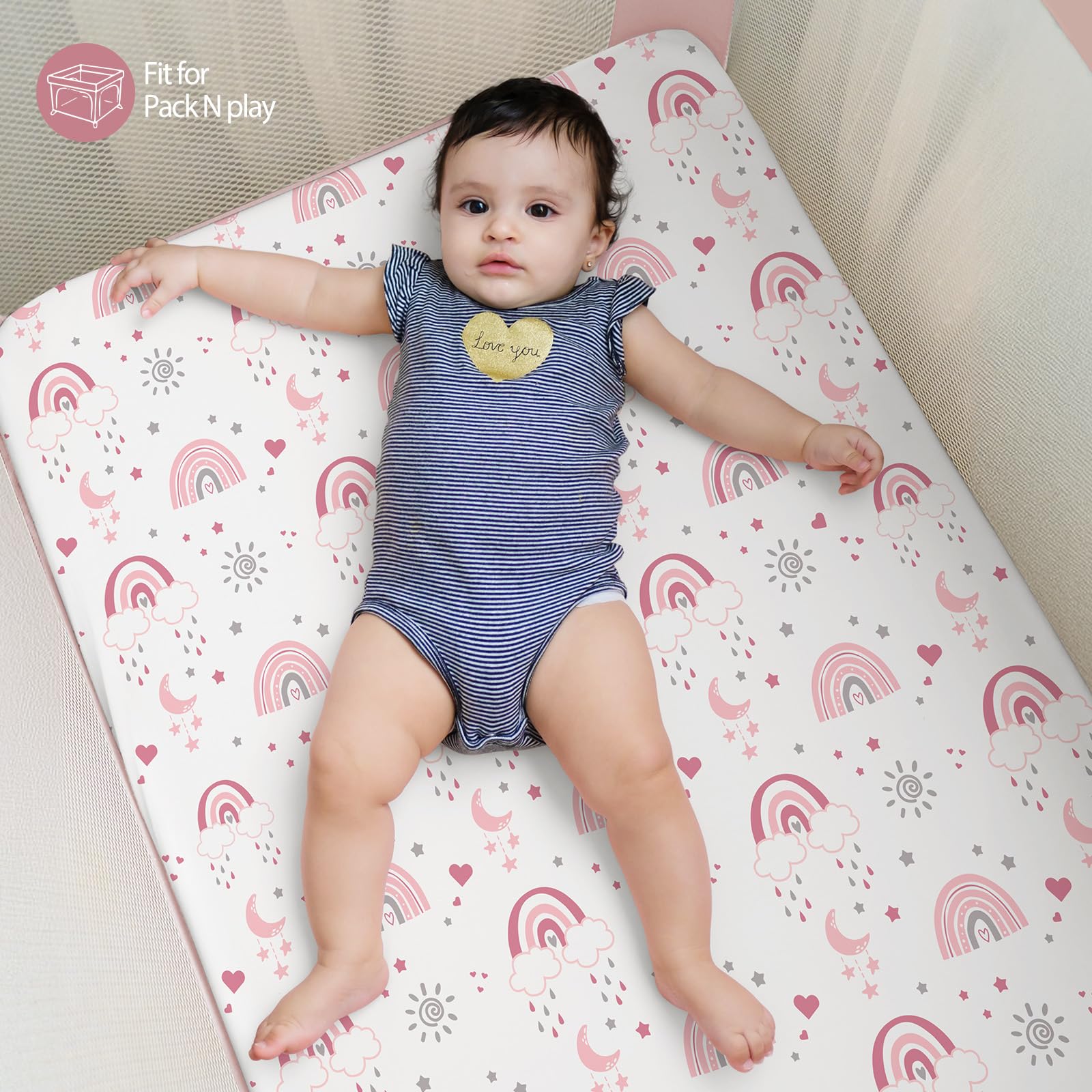 FIEMOL Baby Mini Crib Sheets double-stitched edges detail
