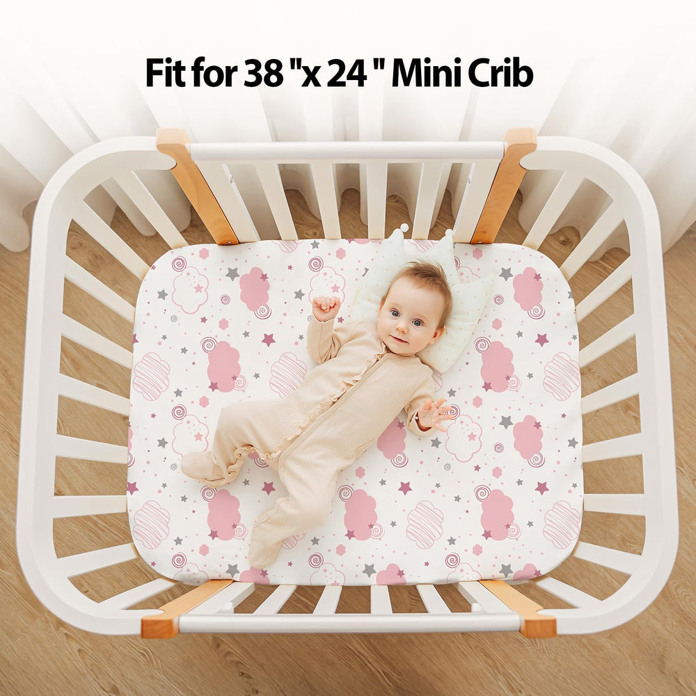 FIEMOL Baby Mini Crib Sheets microfiber closeup smooth fabric