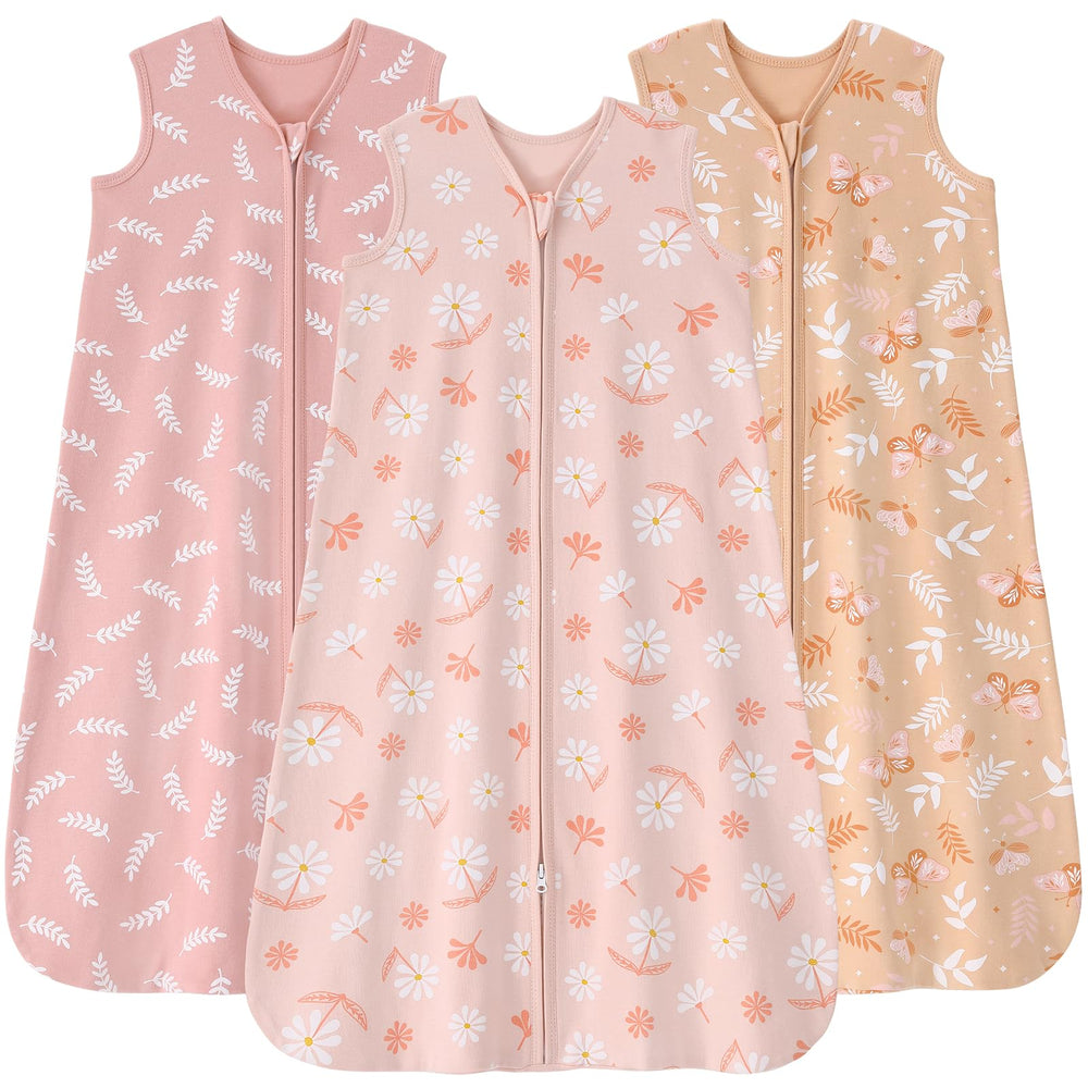 FIEMOL baby sleep sack 0-6 months pink orange flower promotes gentle sleep comfort.