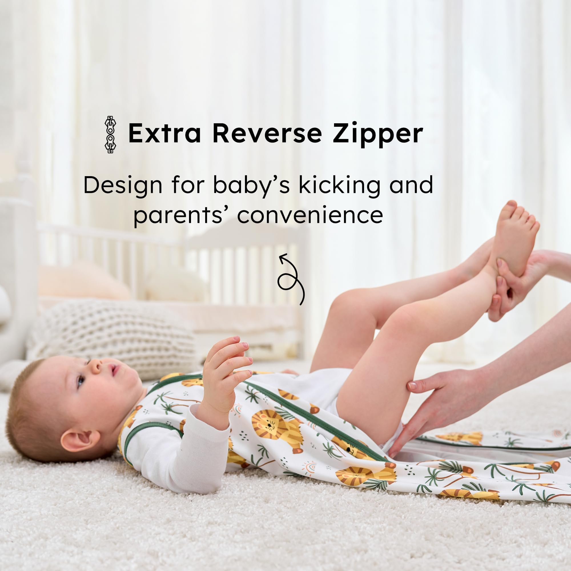 FIEMOL 100% cotton sleep sack offers breathable softness for delicate baby skin.