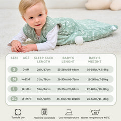 FIEMOL sleep sack with 2-way zipper enables easy bottom diaper changes.