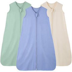 FIEMOL Baby Sleep Sack apricot fabric closeup shows soft, breathable cotton for delicate newborn skin.