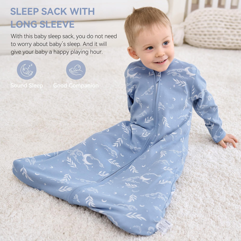 Fiemol blue-stars fabric close-up shows soft cotton texture for gentle skin
