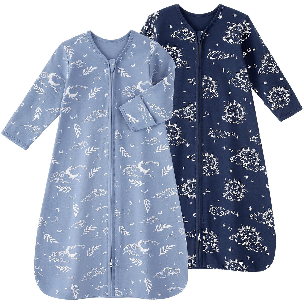 FIEMOL baby sleep sack blue stars front view for cozy wearable warmth