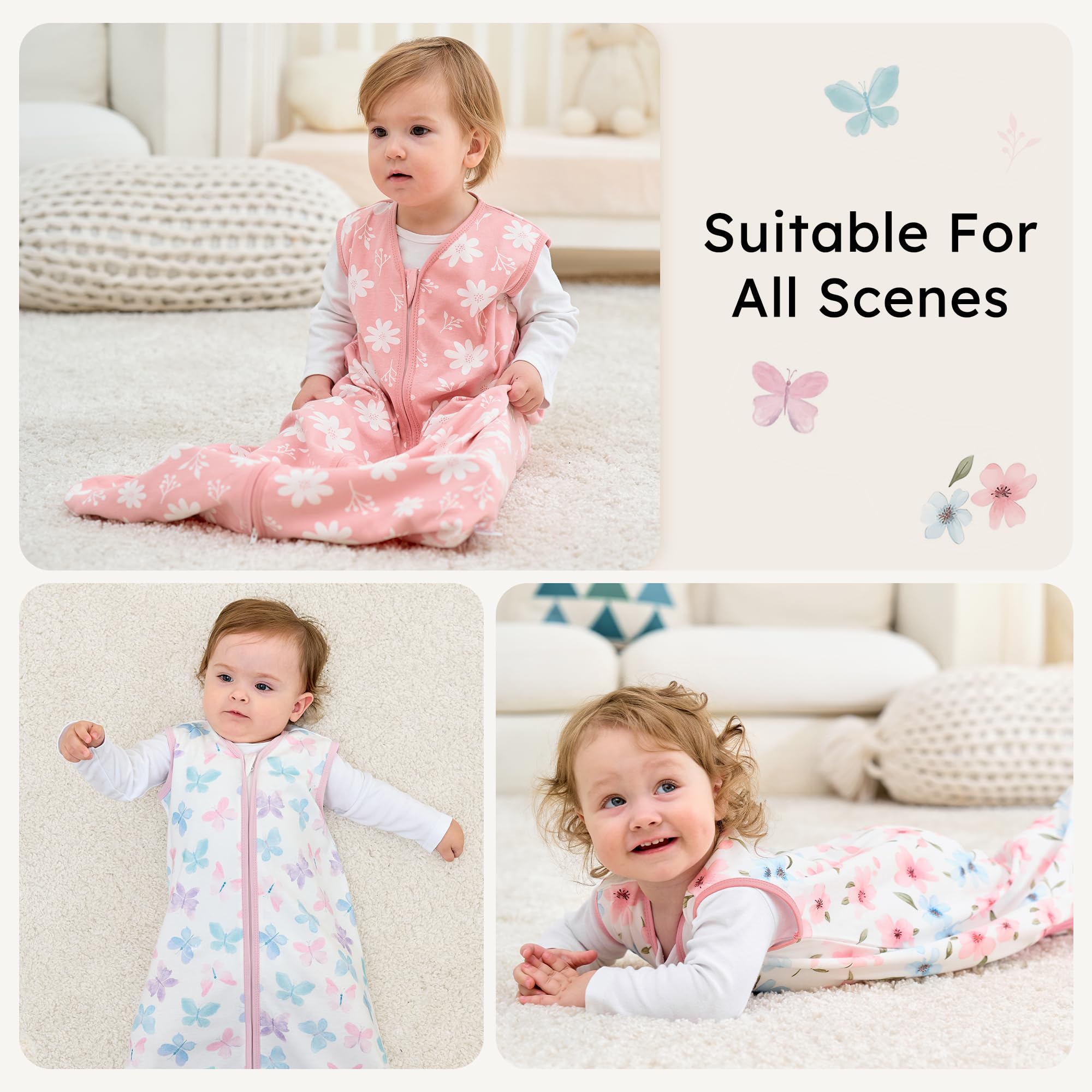 FIEMOL sleep sack edge safety features soften neck and arm areas for gentle wear.