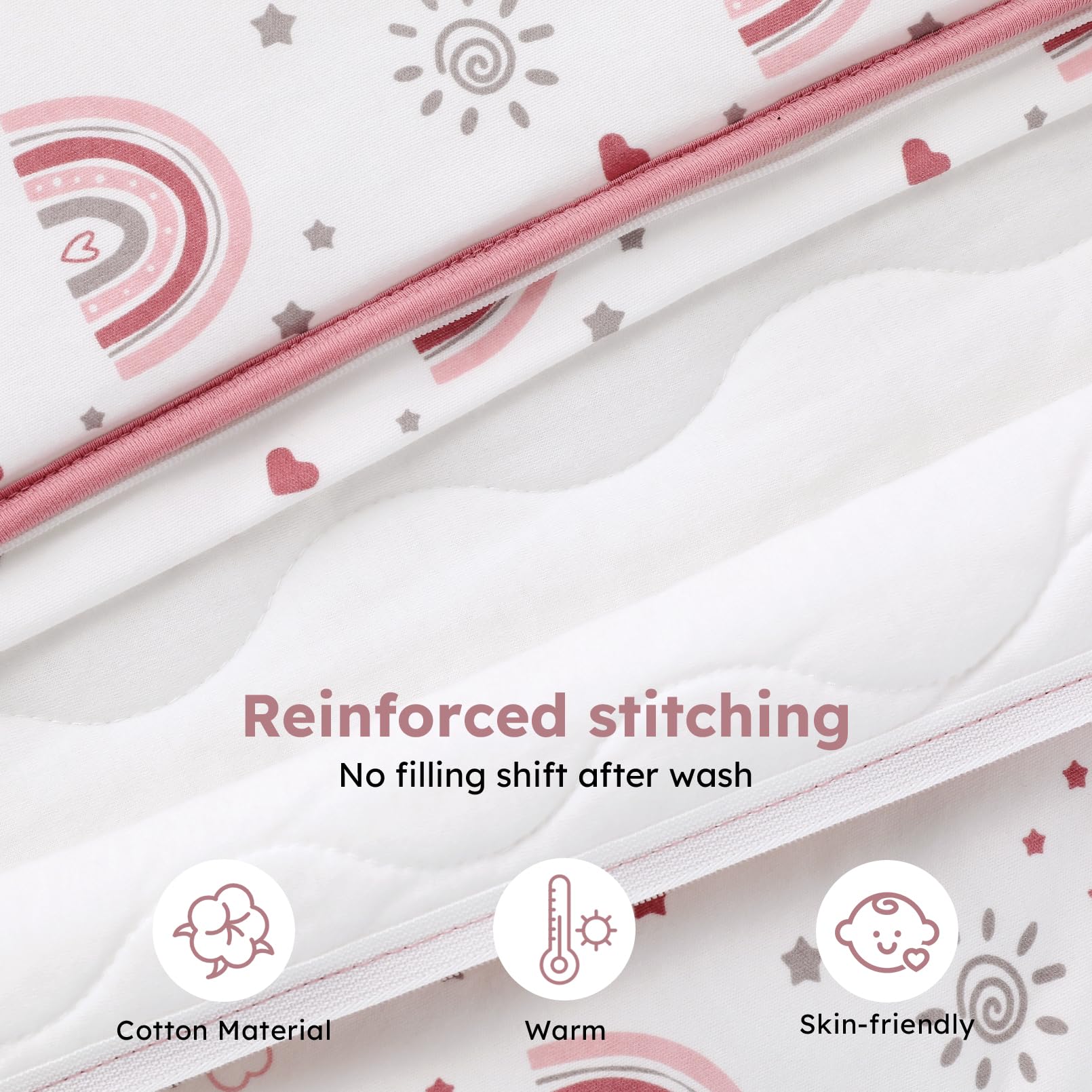 FIEMOL baby sleep sack's large space supports freedom of movement and play