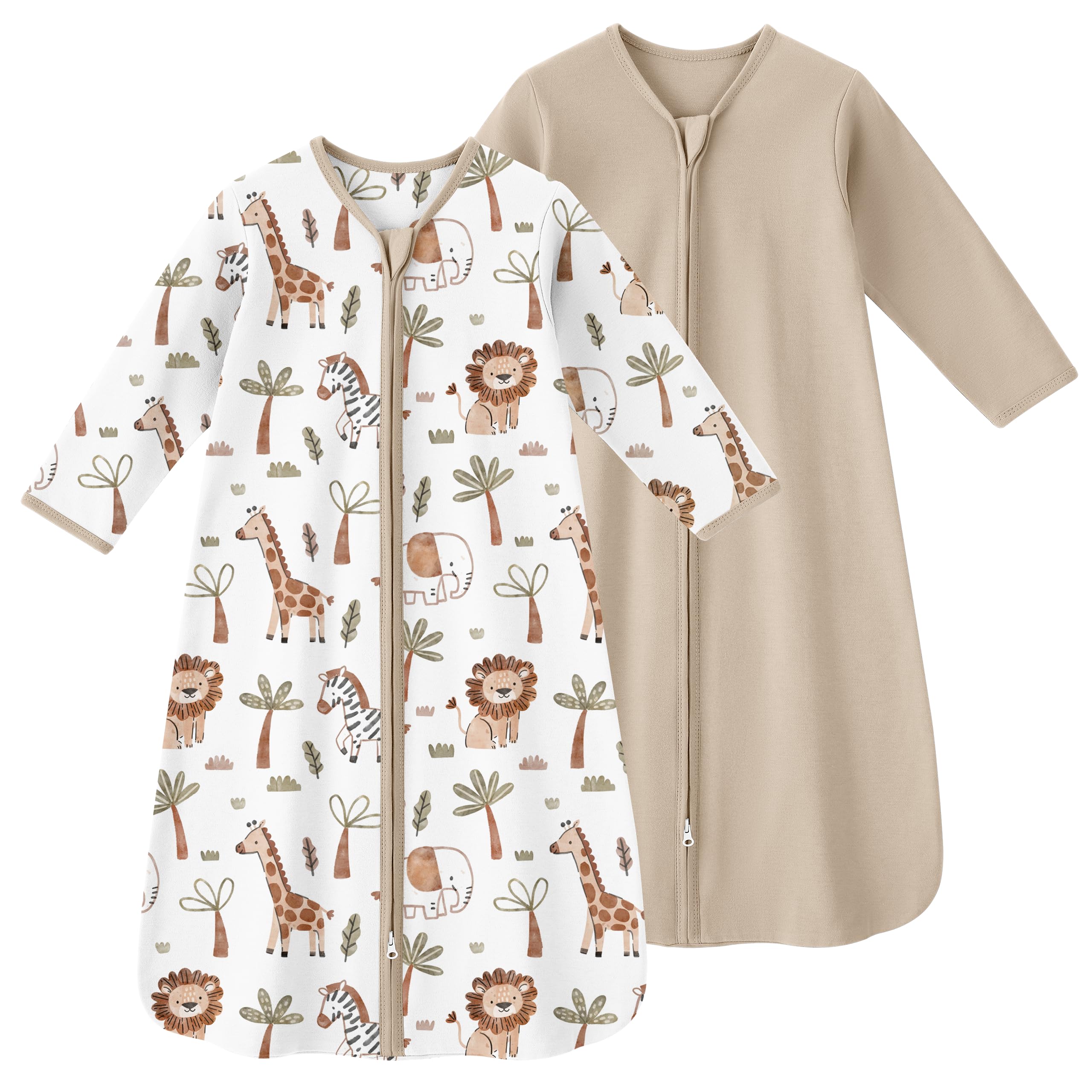FIEMOL baby sleep sack long sleeve 12-18 months in khaki animal design for cozy nights.