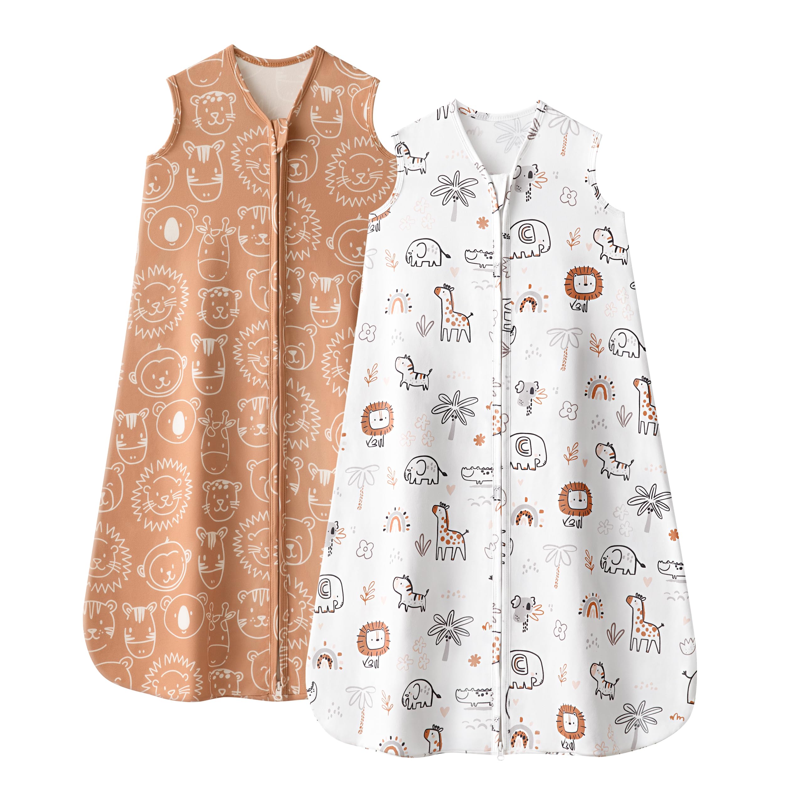 FIEMOL baby sleep sack orange animal front view shows cozy wearable blanket.