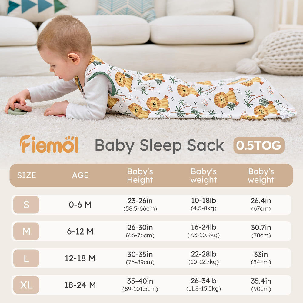 FIEMOL baby sleep sack roomy interior supports kicking and natural movement.