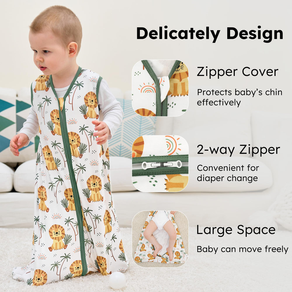 FIEMOL baby sleep sack side-zip demonstrates easy diaper changes with a two-way zipper.