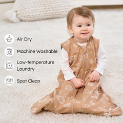FIEMOL sleep sack close-up shows soft cotton texture for delicate baby skin