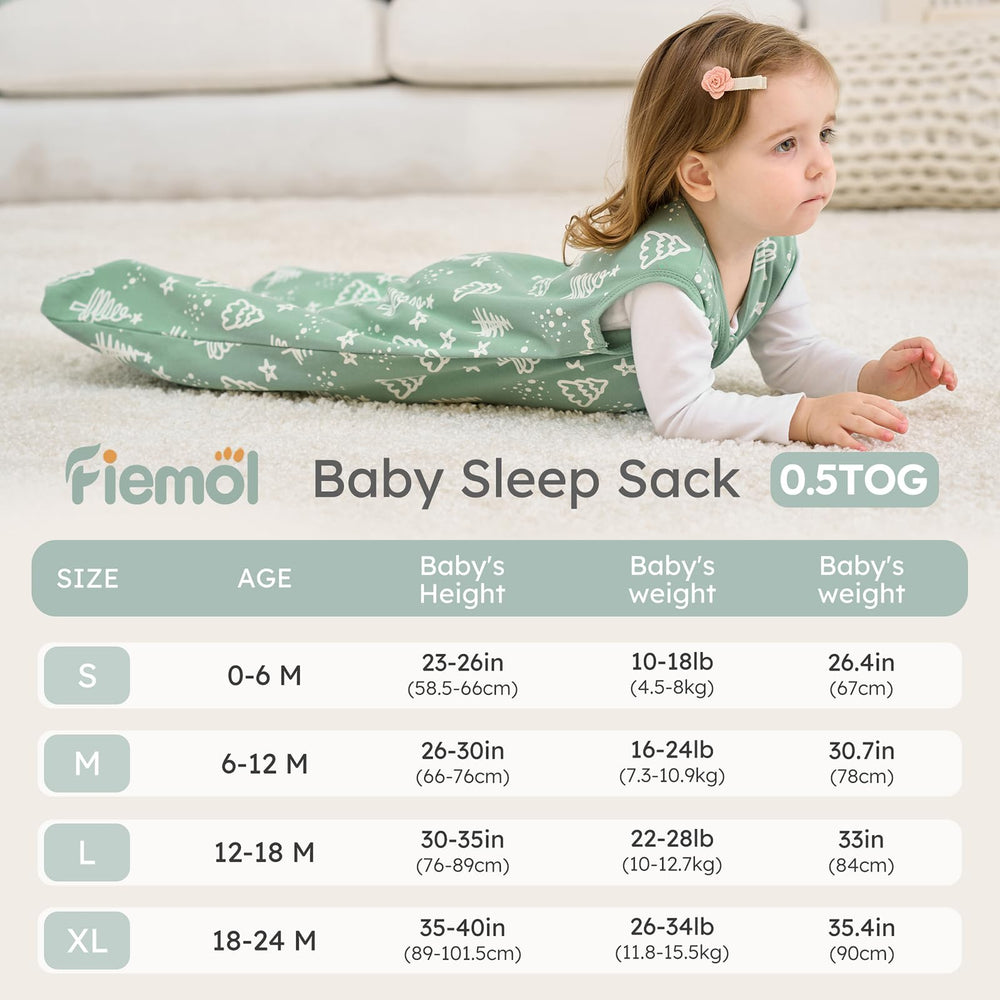 FIEMOL sleep sack 0.5 tog for moderate seasons provides breathable warmth
