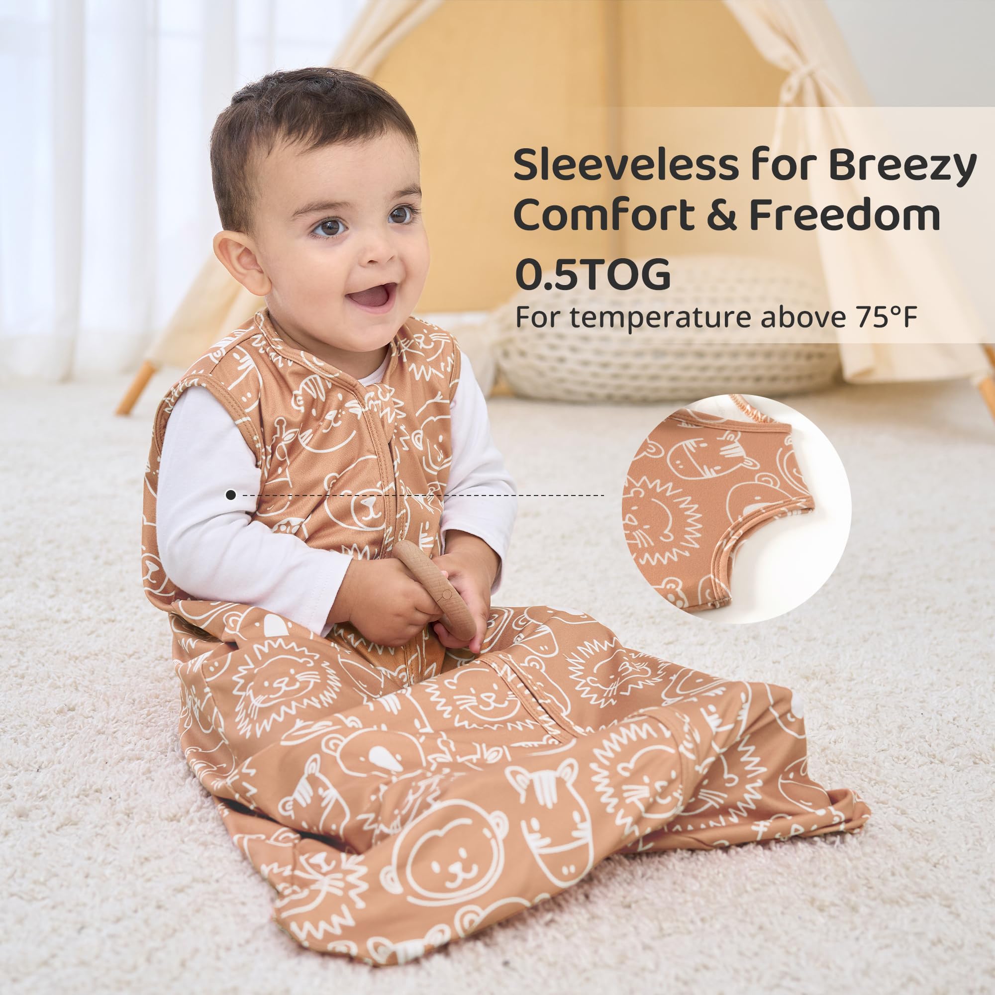 FIEMOL sleep sack, soft skin-friendly fabric for delicate baby skin.