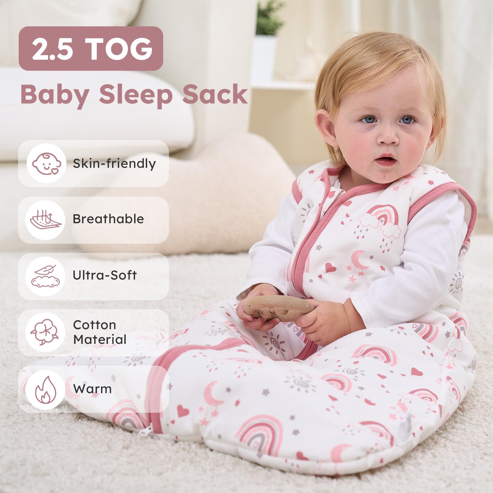 FIEMOL baby sleep sack lets parents adjust warmth with layering