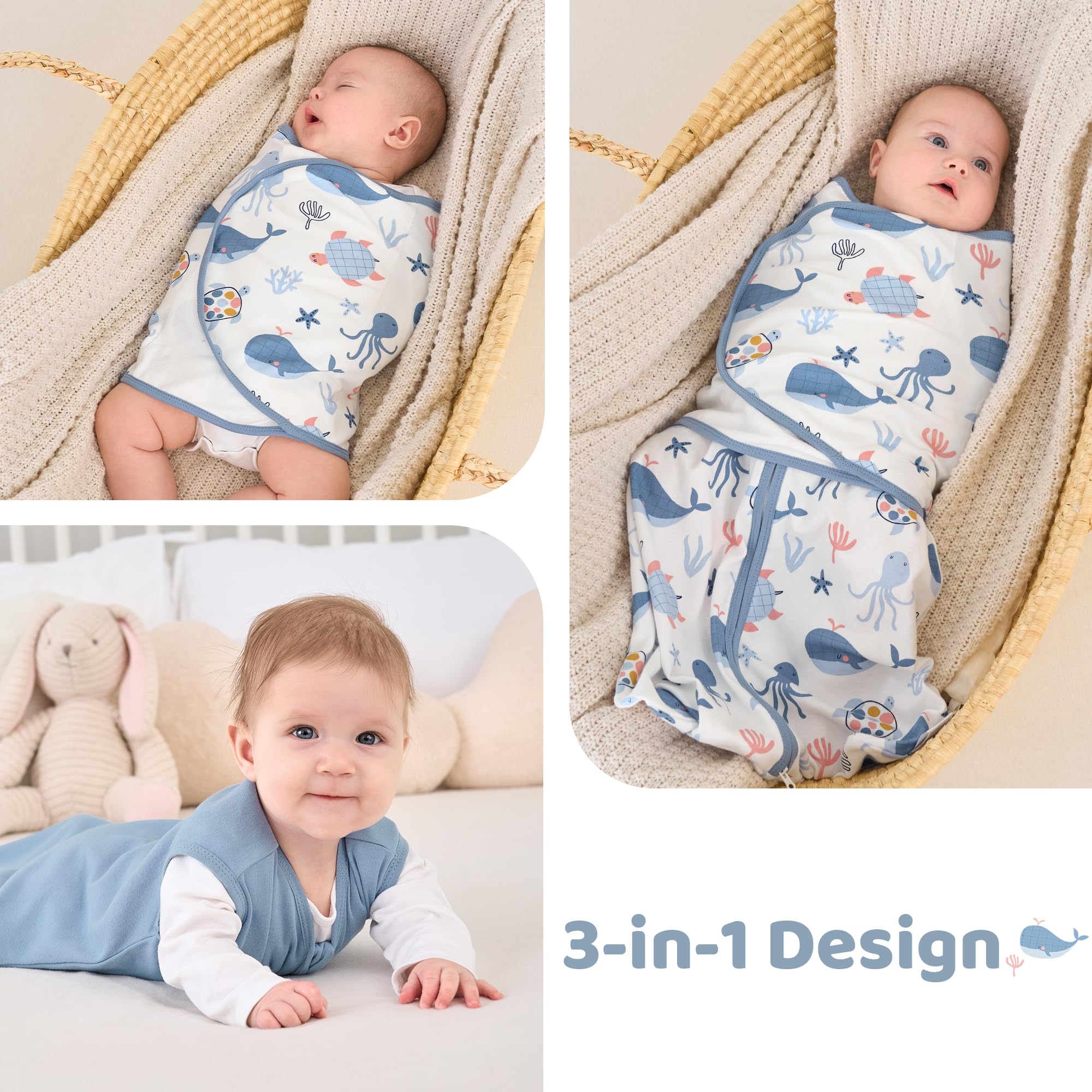 FIEMOL baby swaddle breathable cotton feels cloud-soft and breathable.