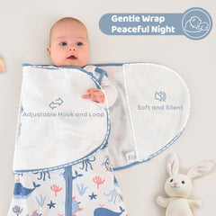 FIEMOL baby swaddle closeup shows soft cotton fabric for gentle cozy feel.