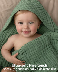 FIEMOL baby towels 32x32-inch size highlights generous newborn-to-toddler wrap