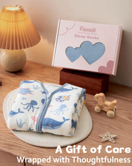 FIEMOL sleep sack with 2-way zipper enabling easy diaper changes at night