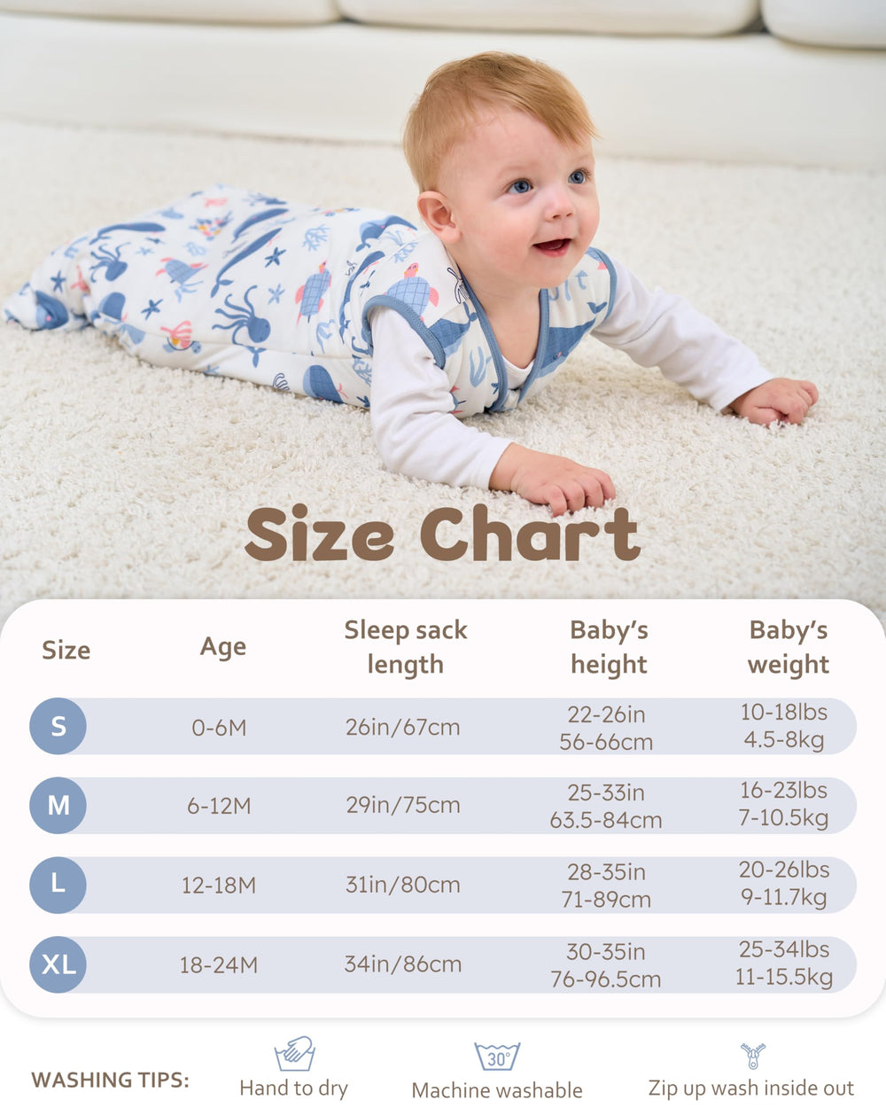 FIEMOL size chart image guides proper fit for babies 18-24 months