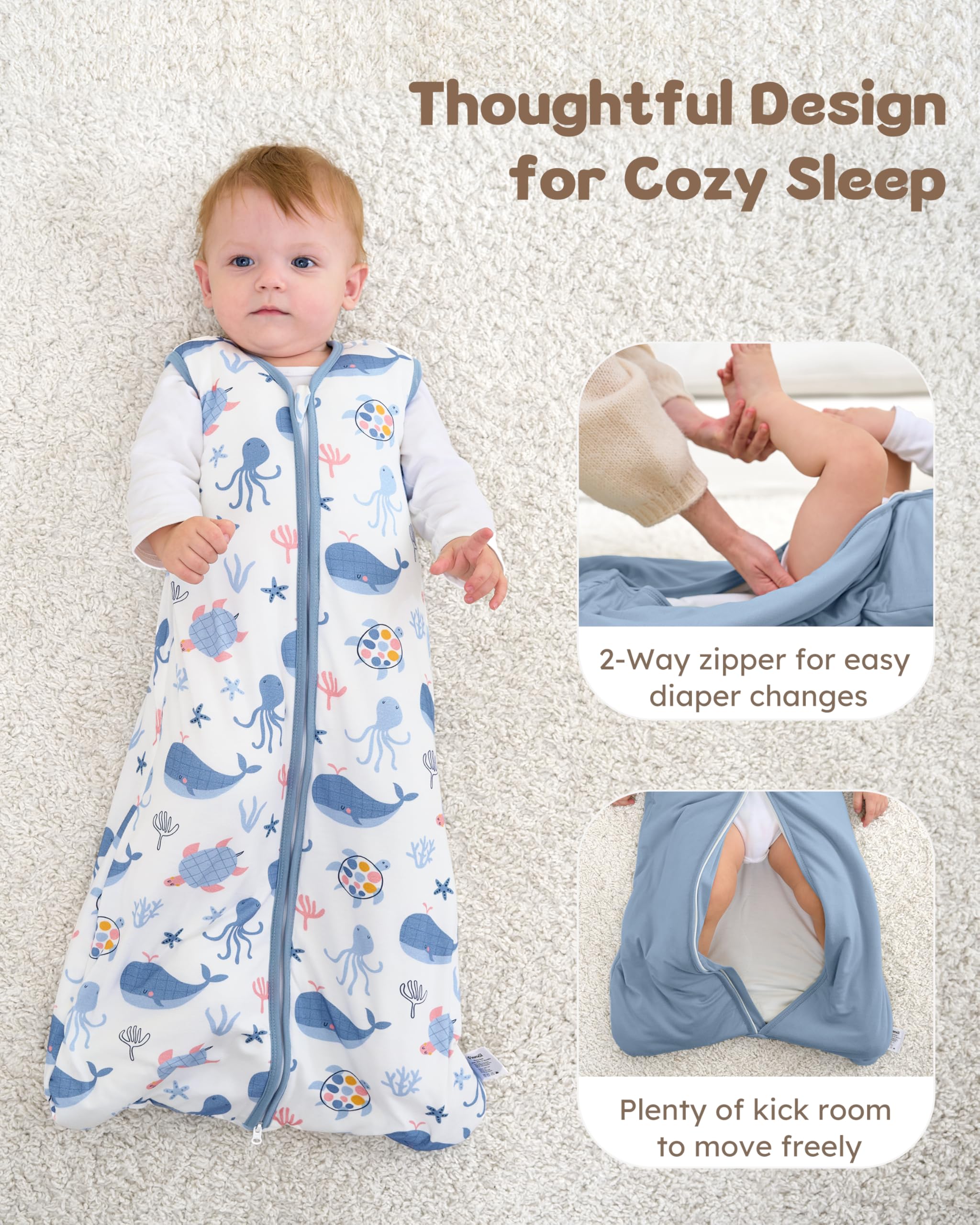 FIEMOL sleeveless design sleep sack promotes airflow while keeping baby snug