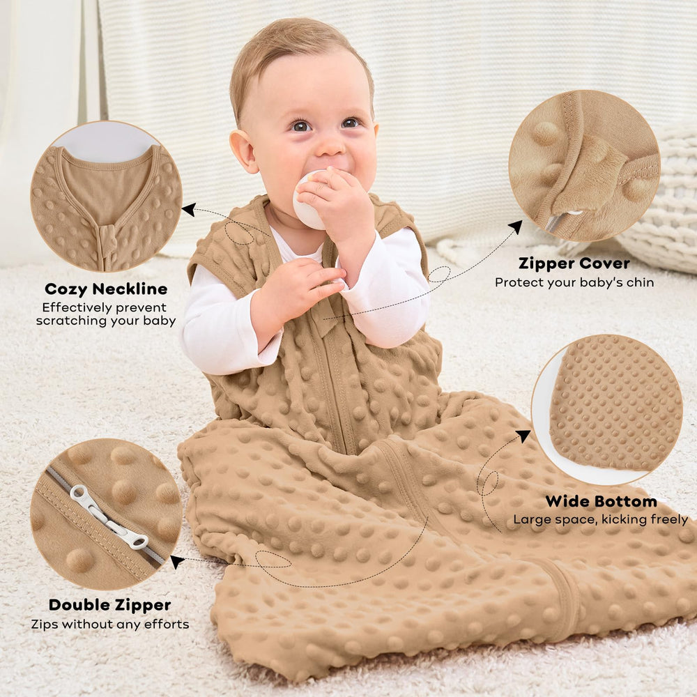 FIEMOL fleece sleep sack two-way zip for easy diaper changes