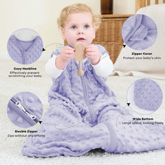 FIEMOL 12-18 month sleep sack in purple features a two-way zipper for easy diaper changes.
